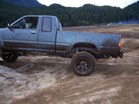1993 Toyota Tacoma - This 1993 Toyota Tacoma is covered in mud after an off-road excursion.