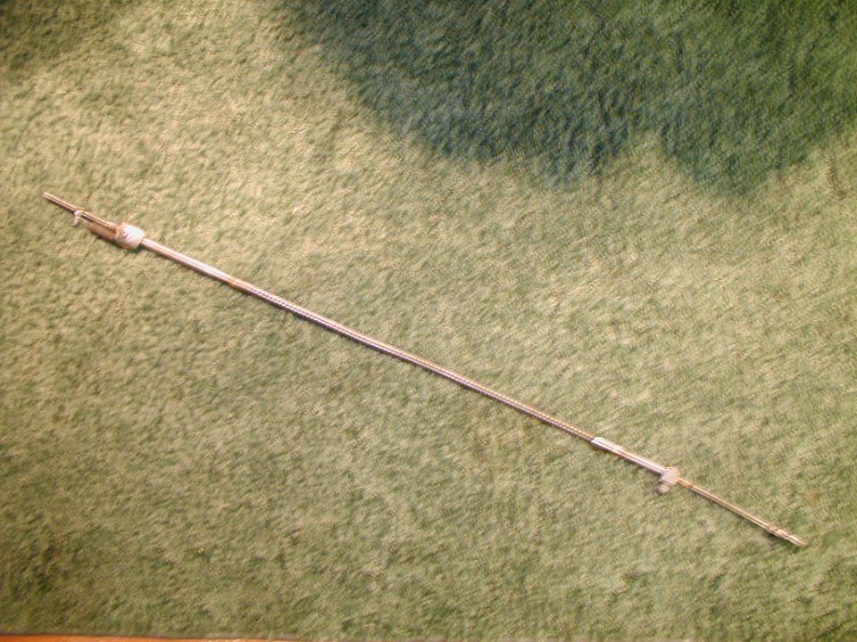 Homebuilt TV cable for the AOD conversion. 
This started out life as an E-brake cable for a 67 MGB. Total out of pocket expense $0.00!