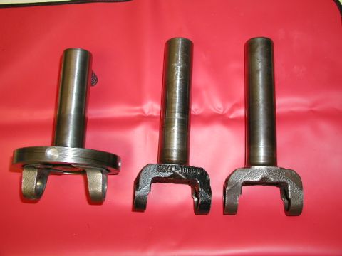 1967 Ford Ranchero - Comparison pic of the drive line yokes. Left: 85 T-bird w/ AOD Center: 67 Ranchero w/ C-4 Right: 67 Ranchero w/ C-6