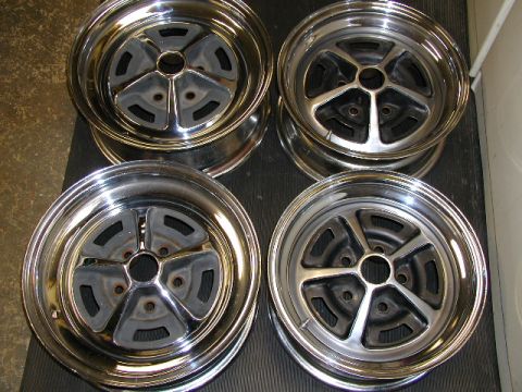 1967 Ford Ranchero - 14"x6" Fronts and 15"x6" Rears waiting to have tires mounted and balanced. Take 2...