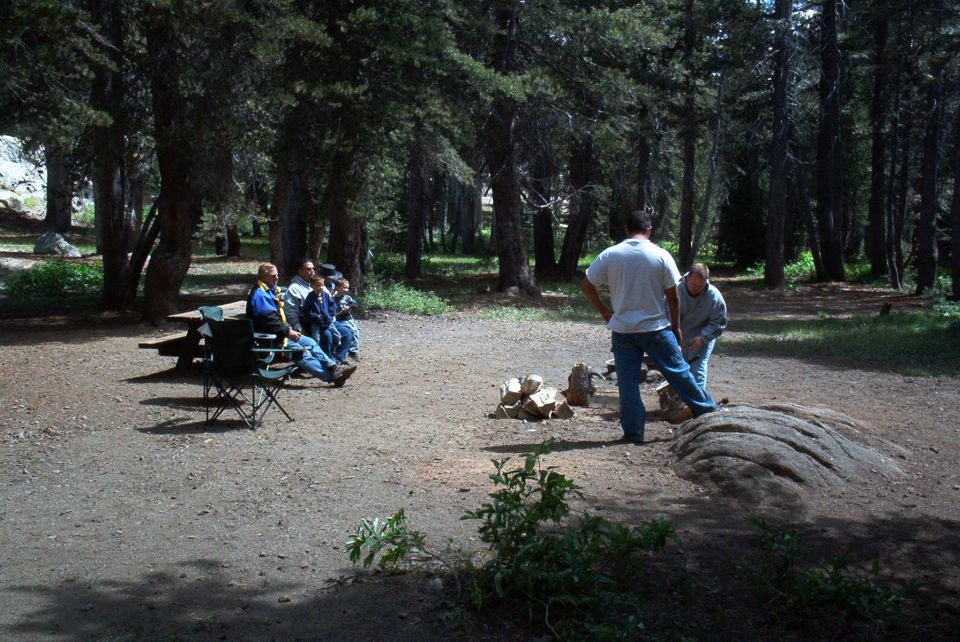 The crew spent the extra time waiting by using a hatchet as a splitting mall in conjunction with a sledge.