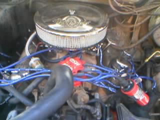 1986 Ford Bronco - Engine bay details showing aftermarket performance parts on a Ford V8.