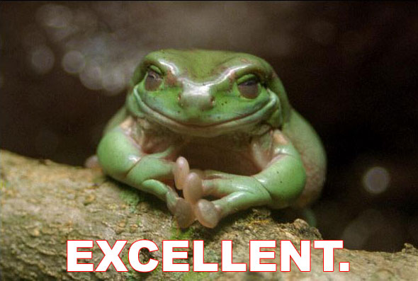 Frog sitting on a branch with the word EXCELLENT and SUPERMOTORS.net logo