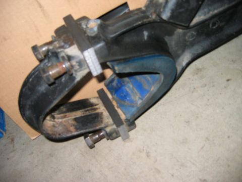 1985 Ford Bronco - made 1/2" spacers to put between radius arm ends. still needs to be grinded down to fit flush with the contours of the arms