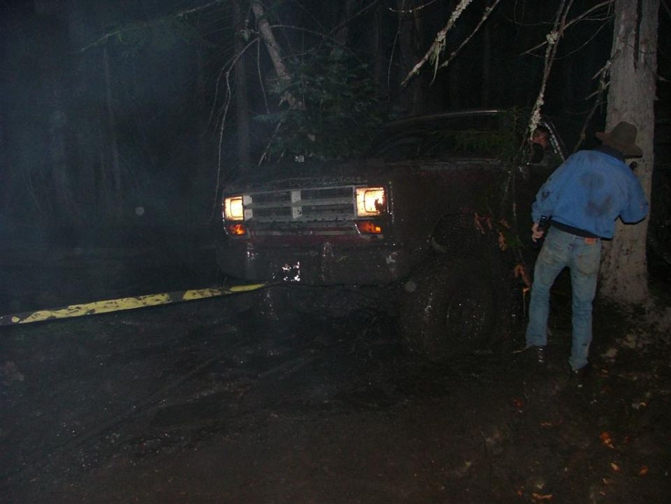 1989 Dodge Power Ram stuck in mud, front view