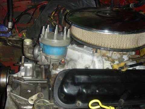 1986 Ford Mustang - The engine bay shows a distributor, air cleaner assembly, and part of the valve cover.