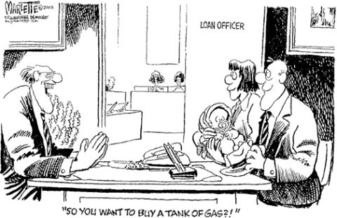 1972 Ford Ranchero - A loan officer questions a couple's request to purchase a tank of gas, highlighting economic struggles.