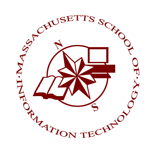 Circular logo with compass rose, book, and computer icon. Text around the edge reads 'THE REAL SCHOOL OF AVIATION TECHNOLOGY'