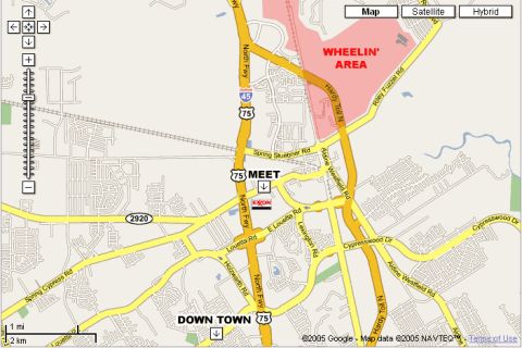 1993 Ford Bronco - A map displays roads and a highlighted area indicating a downtown district.