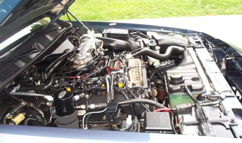 1998 Ford Crown Victoria - Engine bay of a 1998 Ford Crown Victoria, detailing the engine and surrounding components.