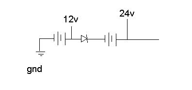 1995 Ford Bronco - This diagram illustrates a basic electrical circuit with voltage sources and a diode.