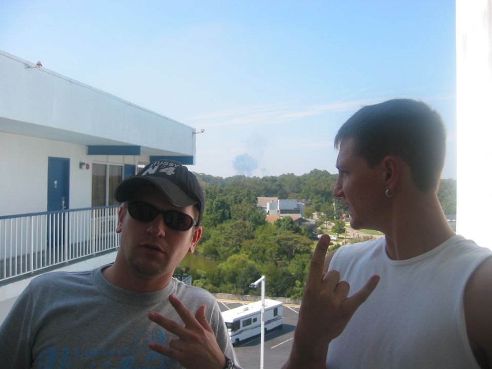Simulated napalm drop, as seen from the hotel.