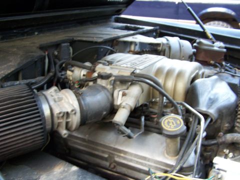 1979 Ford F-150 - Close-up view of a vehicle's engine bay, showing the intake system and engine components.