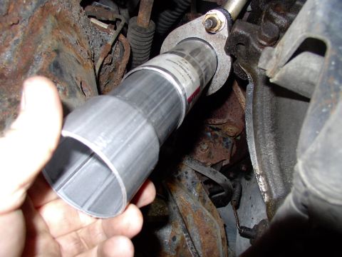 1990 Lincoln Town Car - This was my idea to get us from the 2" headpipe flares back out to 2 1/4" pipe to head for the Flowmaster Y collector with. My pipe bending…