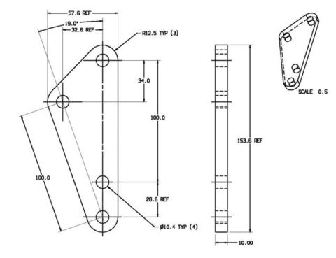 1993 Ford Probe - Diagram shows dimensions for a metal bracket, including multiple views and measurements.