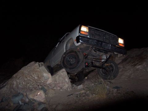 1981 Ford F-150 - Other side. These rocks are slick, so the A/T's he's running were not grabbing much