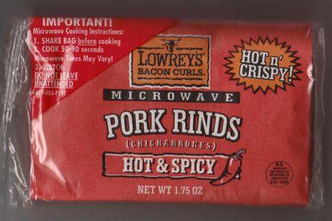 1988 Ford Bronco - This bag contains microwave pork rinds with cooking instructions and nutritional information.
