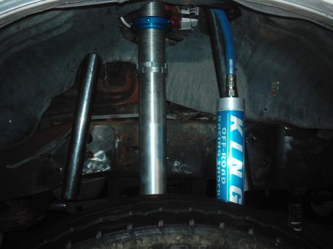 1978 Ford Bronco - Close-up of a King Off-Road Racing Shock absorber, likely part of a suspension upgrade.