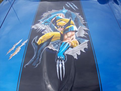 1972 Ford Ranchero - Custom airbrushed hood features Wolverine graphic with claw marks.