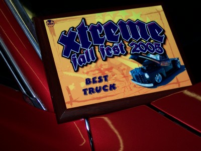 1972 Ford Ranchero - A trophy awarded for 'Best Truck' at the Xtreme Fall Fest in 2005 is displayed on a vehicle.