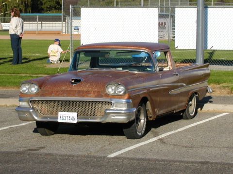 1967 Ford Ranchero - This 1958 Ford Fairlane pickup shows significant rust and wear.