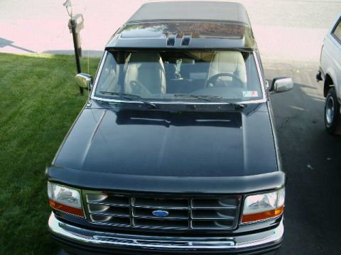 1992 Ford Bronco - Top-down view of a 1992 Ford Bronco's front end and interior.