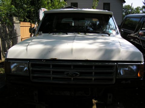 1991 Ford Bronco - The front grille of a 1991 Ford Bronco is visible, with a Ford logo in the center.