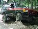 1977 Ford F-150 - Off-road Ford Bronco navigating a challenging dirt path with uneven terrain.