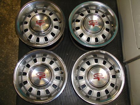 1967 Ford Ranchero - Set of four Driver quality Trim Rings and GT Center Caps