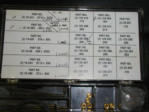 1967 Ford Ranchero - Assortment of small parts and a label detailing part numbers and dimensions.