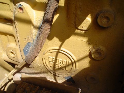 1966 International School Bus - Engine block casting shows "DETROIT DIESEL" logo.
