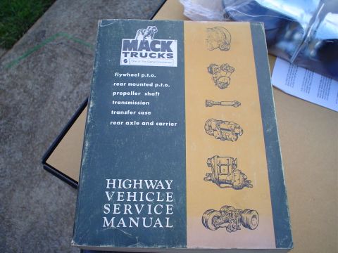 1966 International School Bus - Service manual for Mack Trucks, detailing drivetrain components like PTOs, transmission, and axles.