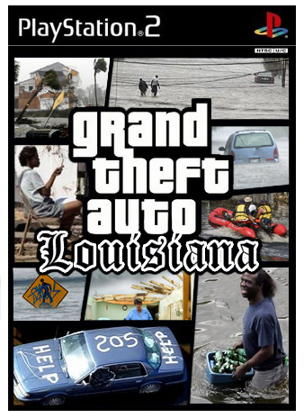 1989 Ford Bronco - This game cover depicts scenes of a flooded city with various people and vehicles.