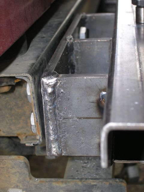 2001 Jeep Wrangler - Close-up view of a custom-welded bumper bracket, likely for an off-road vehicle.
