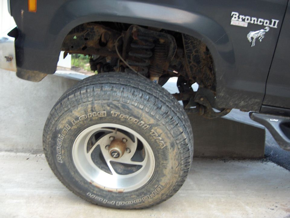 1985 Ford Bronco II side view showing front wheel and fender with Bronco II badge