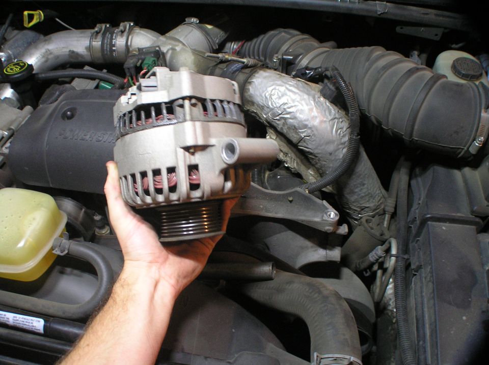 And the old alternator is removed.