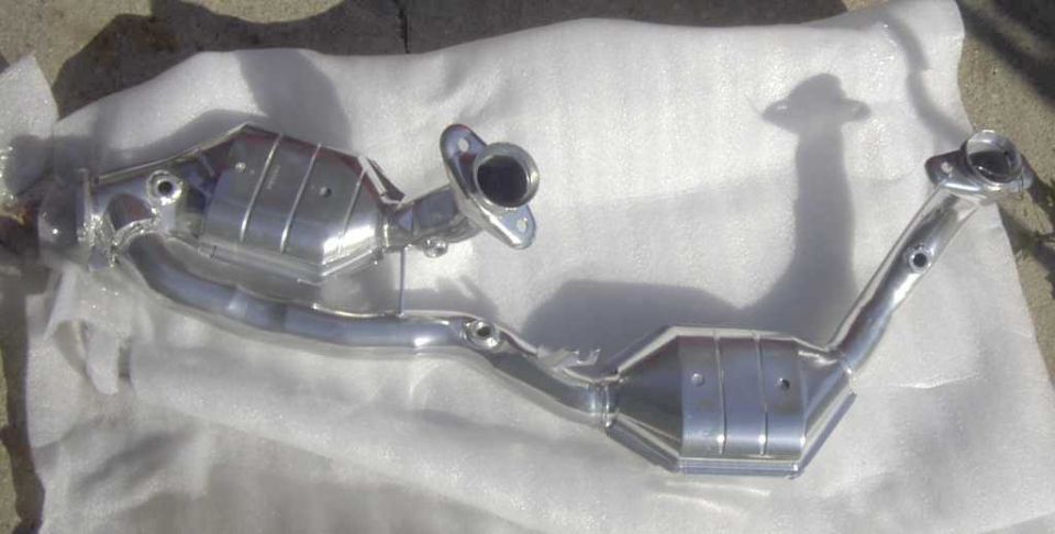 Chrome exhaust system part with two catalytic converters