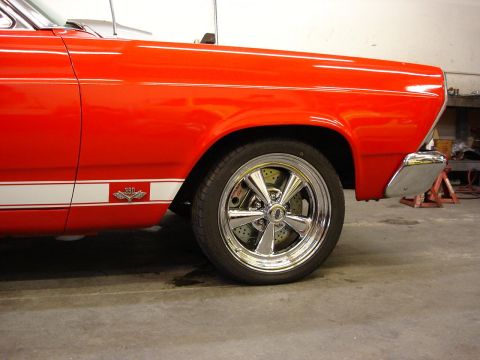 1966 Ford Fairlane - 17x7 Cragar S/S on the front with 4 inch backspace and 225/40 Nitto tires. No clearance problems with the fender or the subframe. I like th…