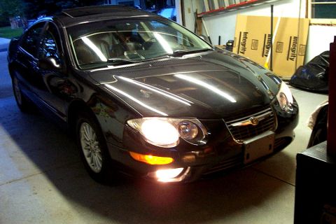 1999 Chrysler 300M - The front quarter view of a 1999 Chrysler 300M shows its distinctive headlights and grille.
