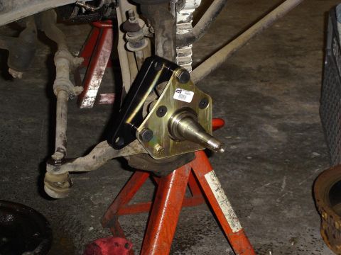 1966 Ford Fairlane - Baer caliper bracket is installed on the front spindle.