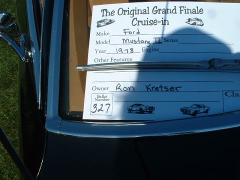 1978 Ford Mustang II - A registration card for a car show lists the vehicle as a 1978 Ford Mustang II.