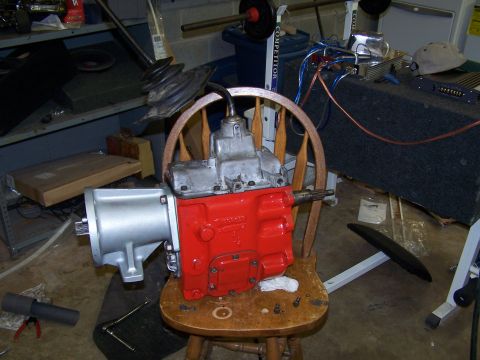 1979 Ford F-150 - NP435 transmission, likely a Ford part, is shown disassembled and painted.
