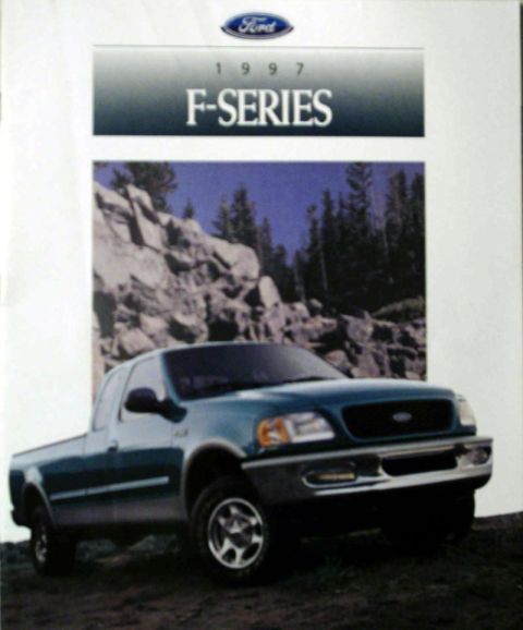 1997 Ford F-150 - This 1997 Ford F-150 is presented in a brochure with a mountainous backdrop.