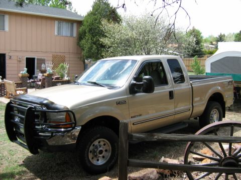 2000 Ford F-250 - This 2000 Ford F-250 pickup truck is seen in a residential setting with a brush guard on the front.
