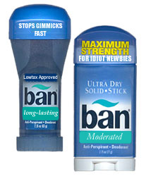 1992 Ford Taurus - Two Ban deodorant sticks are shown, one with a blue label and the other with a clear blue label, both the Ban logo.