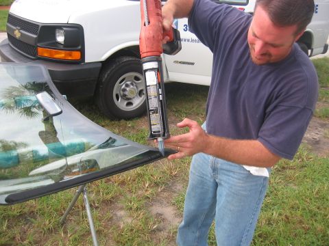 1989 Ford Bronco - the glue/sealant. This takes practice