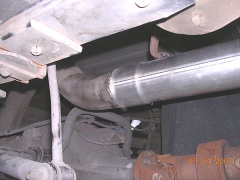 2004 Ford F-250 - Custom exhaust pipe modification shown with a date stamp of September 24, 2005.