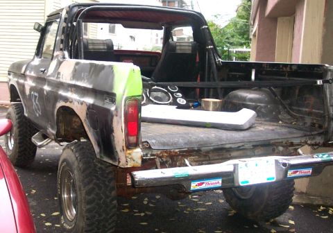 1978 Ford Bronco - This 1978 Ford Bronco shows signs of modification and wear, with a lifted suspension and off-road tires.