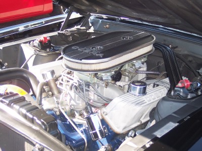 1972 Ford Ranchero - Close-up view of a car's engine bay, showing the air cleaner and valve covers.