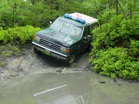 1989 Ford Bronco - Wife trying to roll the Bronco.